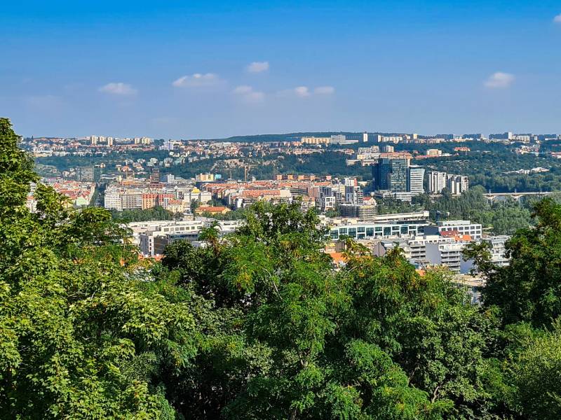 Photo of Karlin and Prague's residential areas from Vitkov hill